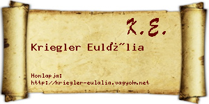 Kriegler Eulália névjegykártya